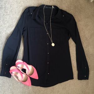 Ivanka Trump Black silky button down